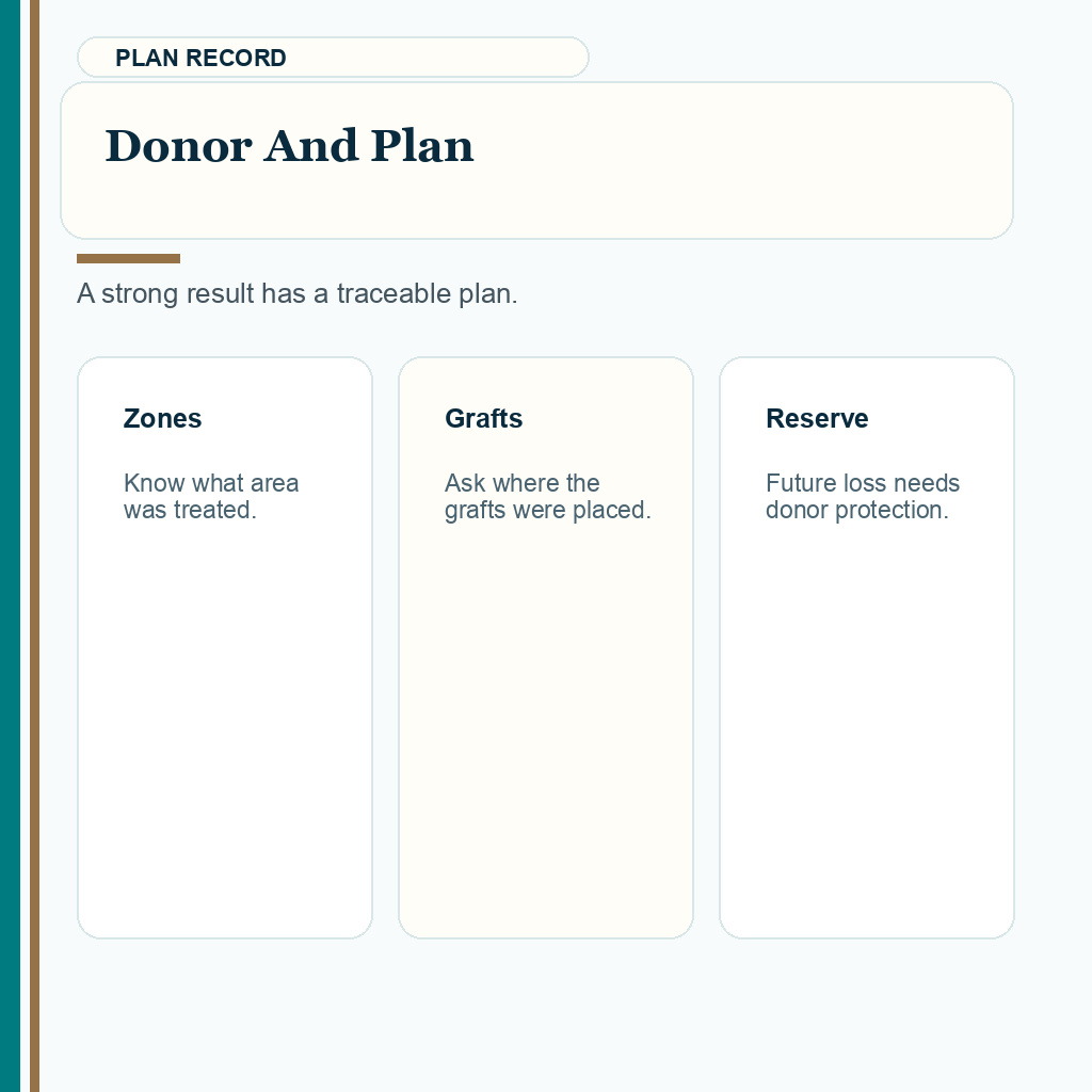 Carousel slide about donor records and graft planning before hair transplant