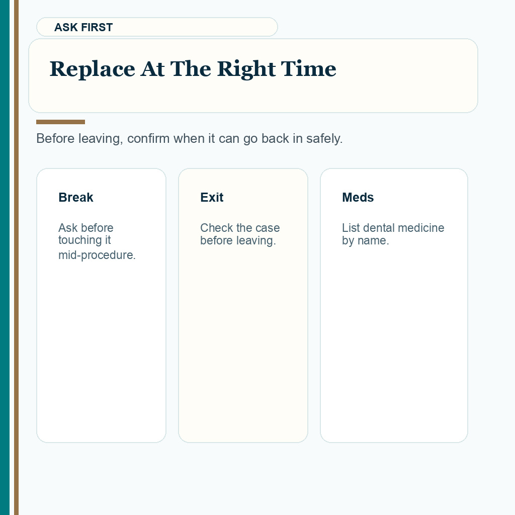 Carousel slide about asking before replacing a dental appliance after FUE