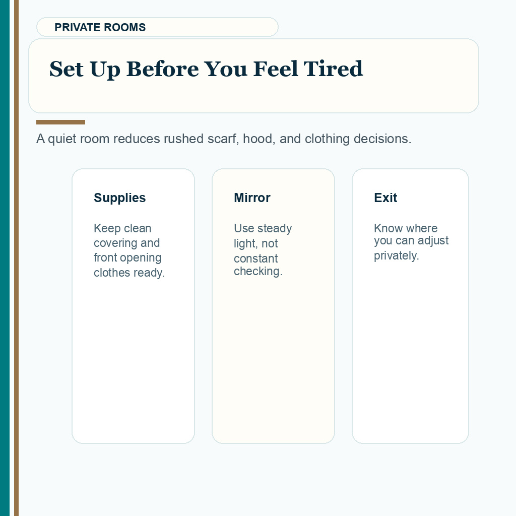 Carousel slide about setting up private rooms after female hairline FUE