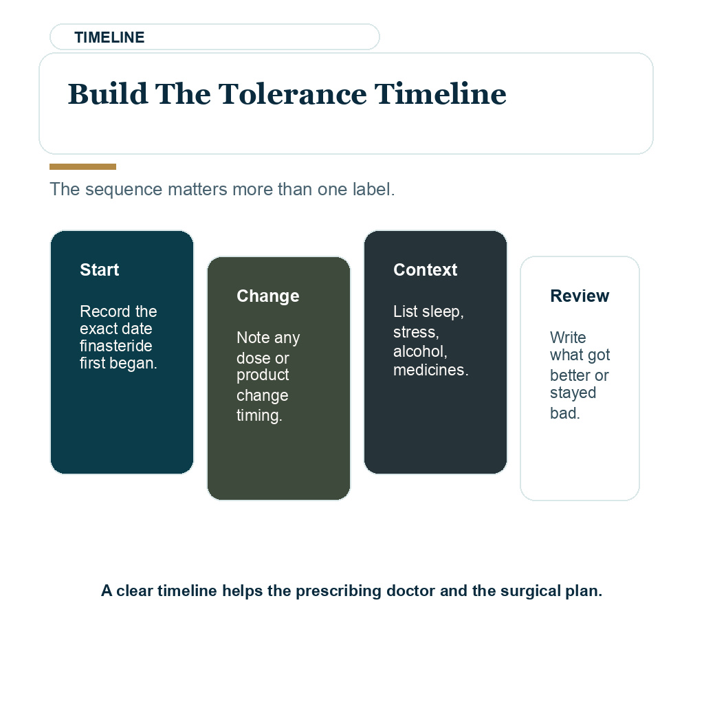 Finasteride tolerance timeline for hair transplant planning