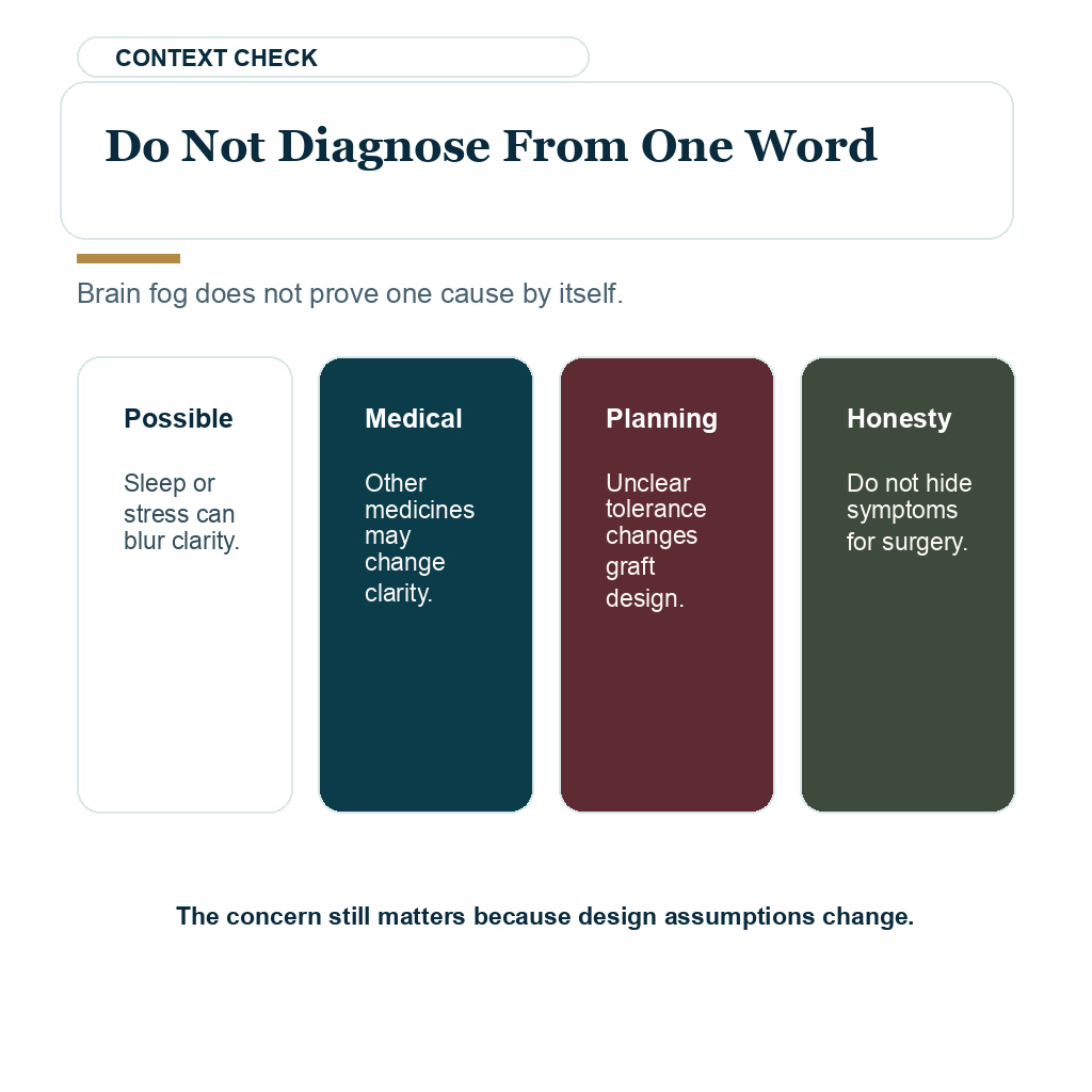 Brain fog context check for finasteride and hair transplant planning