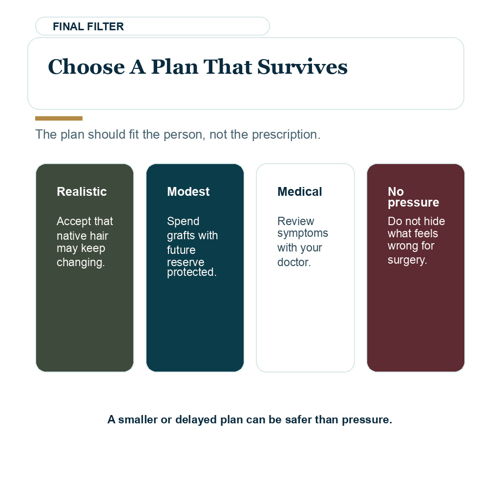 Hair transplant planning filter when finasteride tolerance is unclear