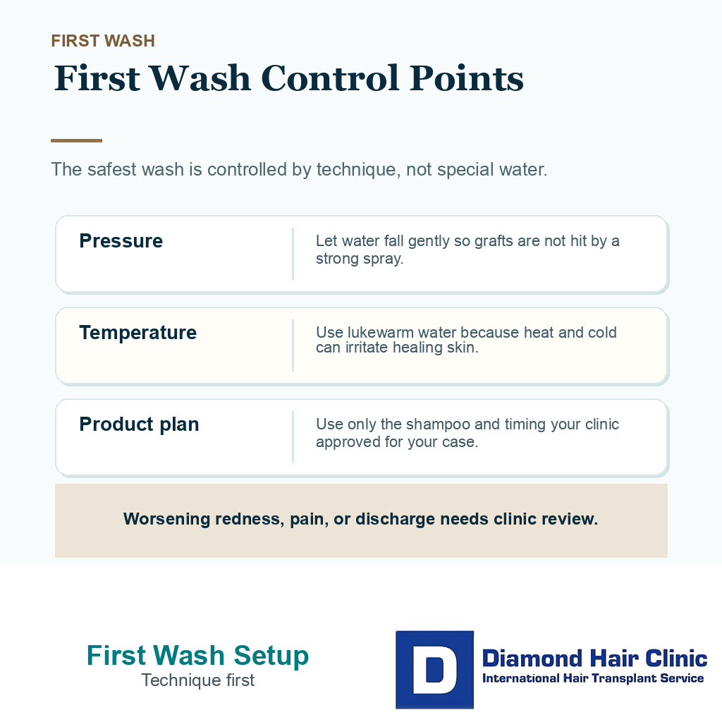 Support visual separating gentle pressure lukewarm water clinic shampoo and irritation review after FUE