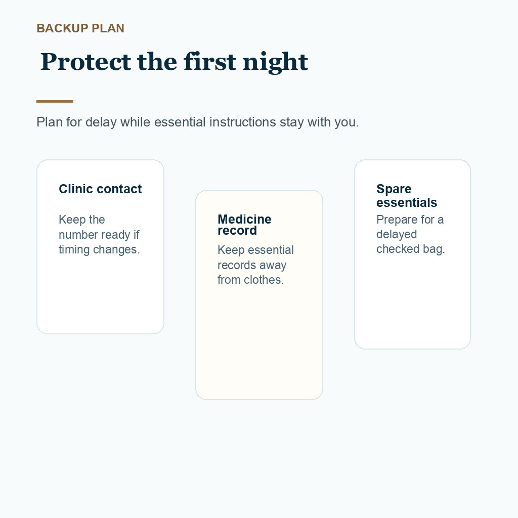 Carousel slide about keeping a backup baggage plan after FUE
