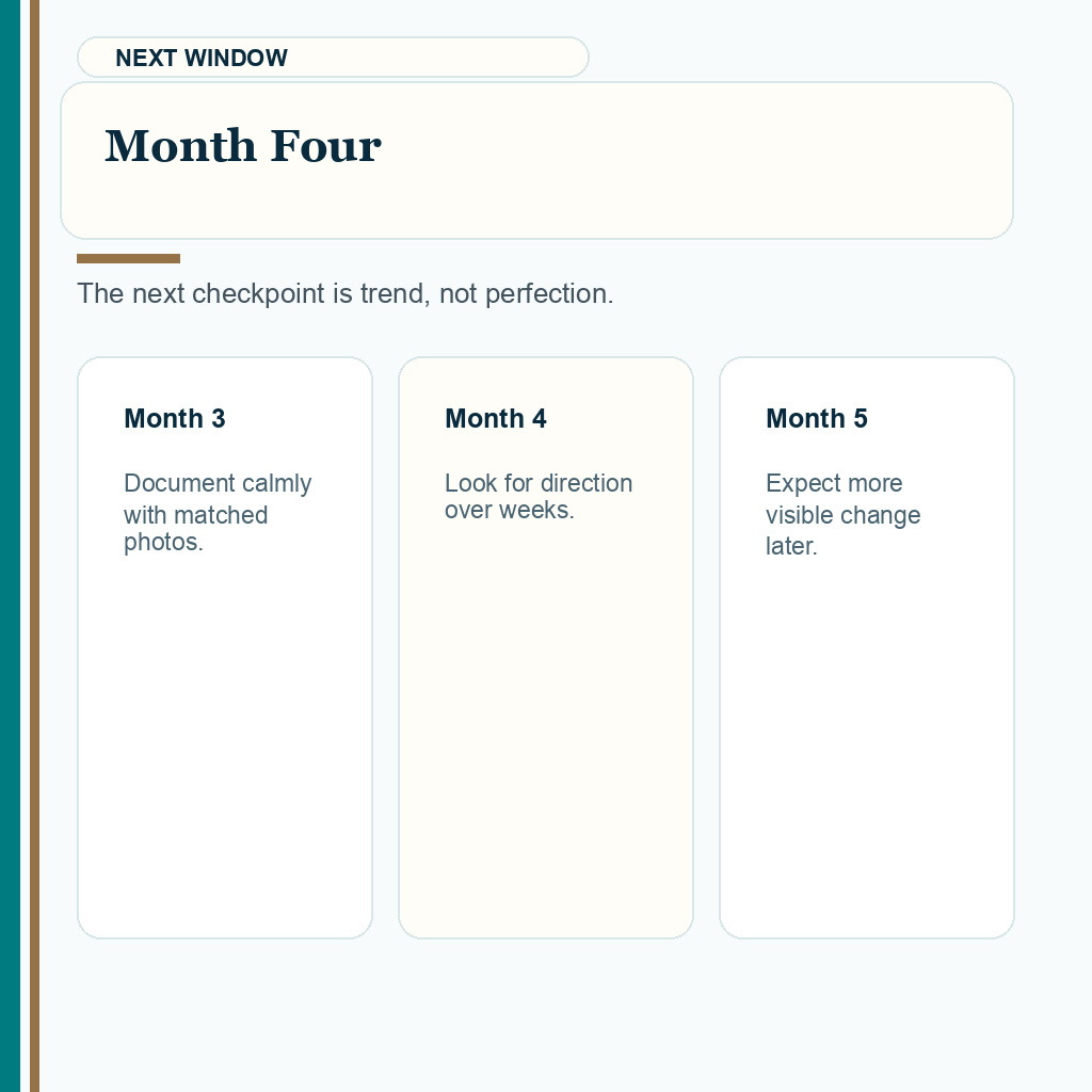 Month four trend checkpoint after sparse month three FUE growth