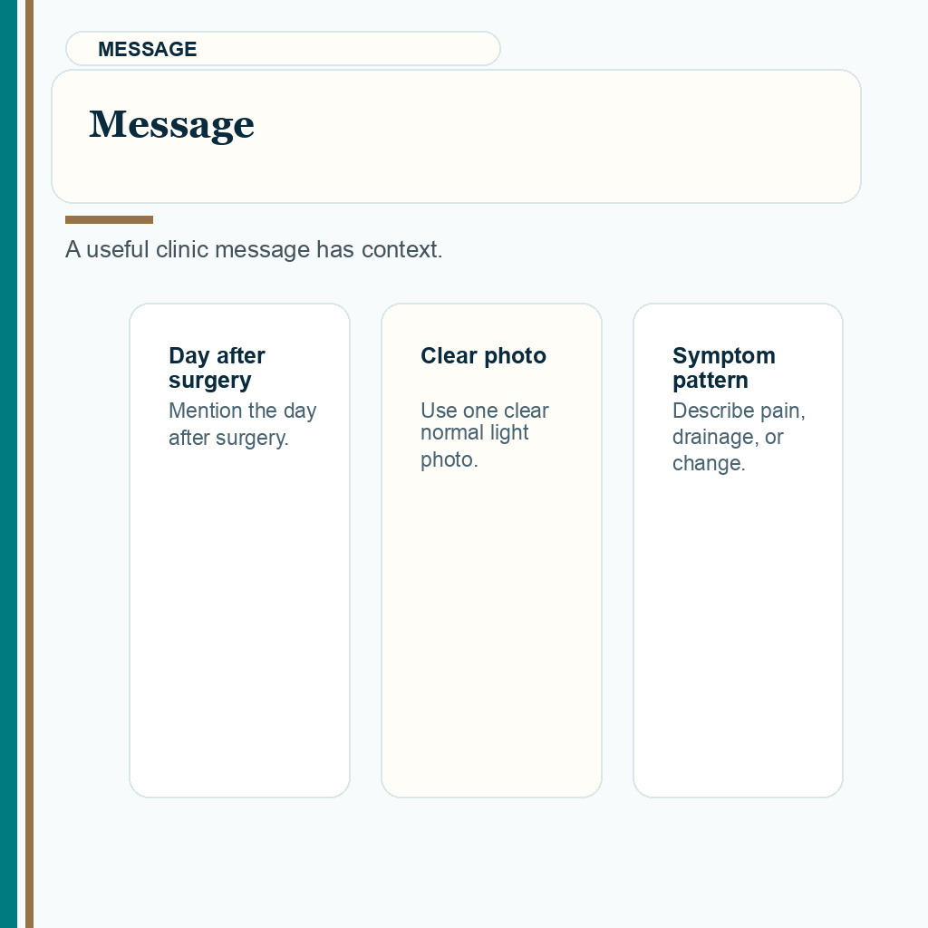 Carousel slide about messaging the clinic with context after hair transplant