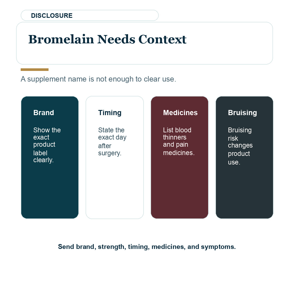 Review bromelain product details and personal risk before use after hair transplant surgery.