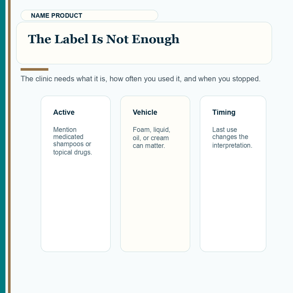 Carousel slide listing exact product details before FUE review