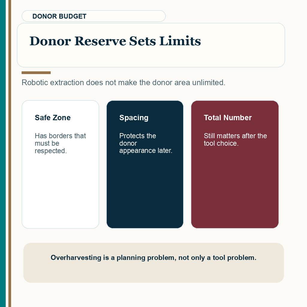 ARTAS review image showing that donor reserve still limits robotic FUE planning
