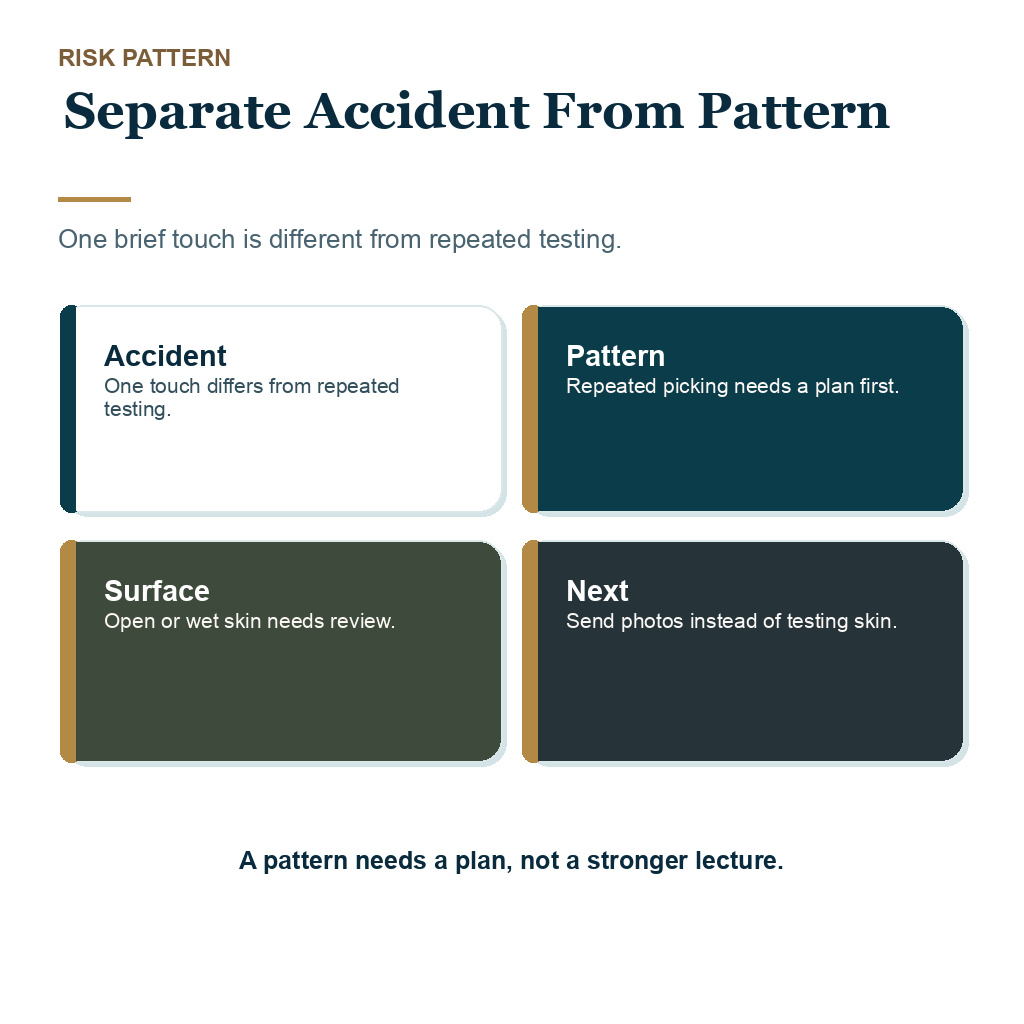 Scab picking after FUE recovery visual explaining separate accident from pattern