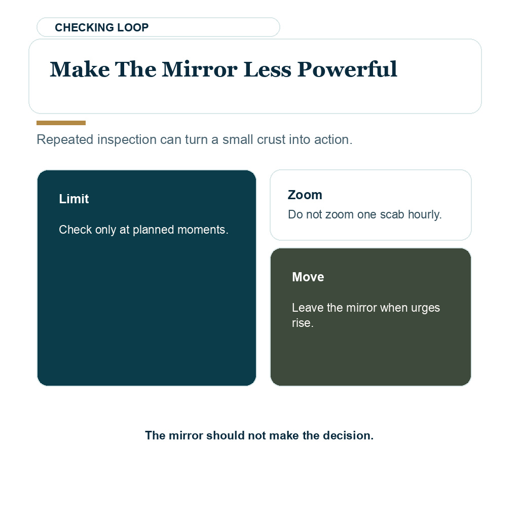 Scab picking after FUE recovery visual explaining make the mirror less powerful