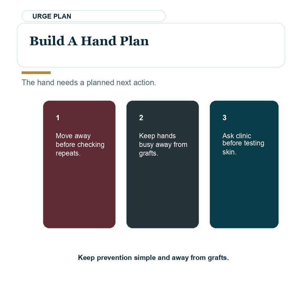 Scab picking after FUE recovery visual explaining build a hand plan