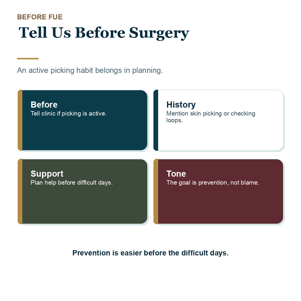 Scab picking after FUE recovery visual explaining tell us before surgery