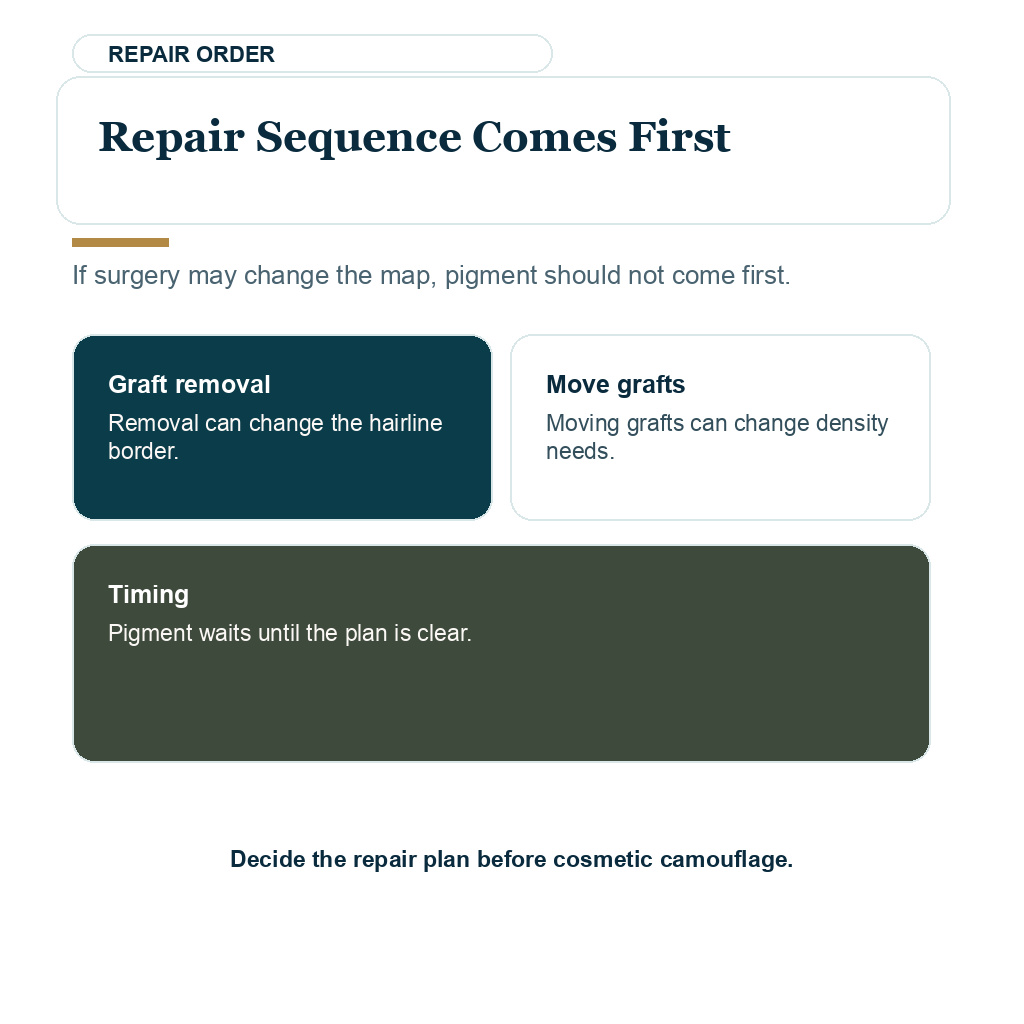 Repair sequencing before scalp micropigmentation after hair transplant