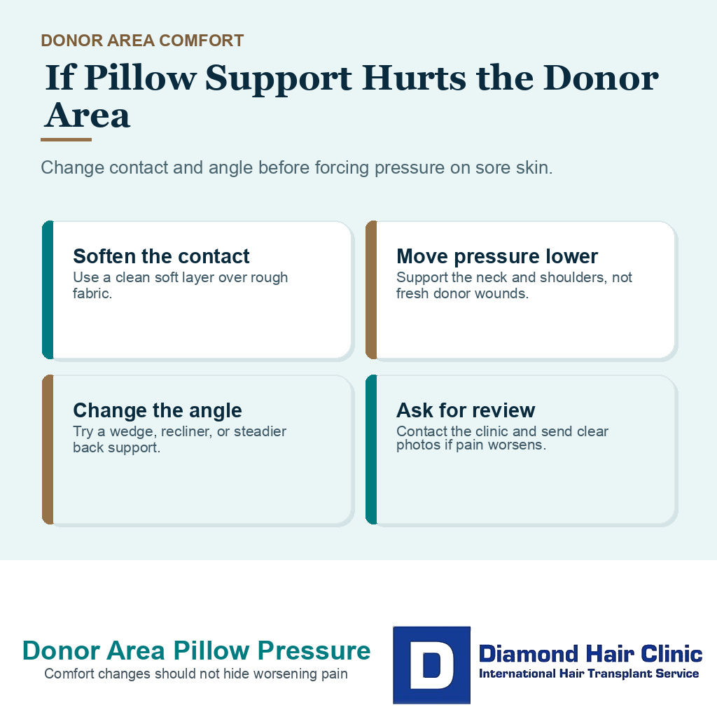 Pillow support options when the donor area hurts after a hair transplant