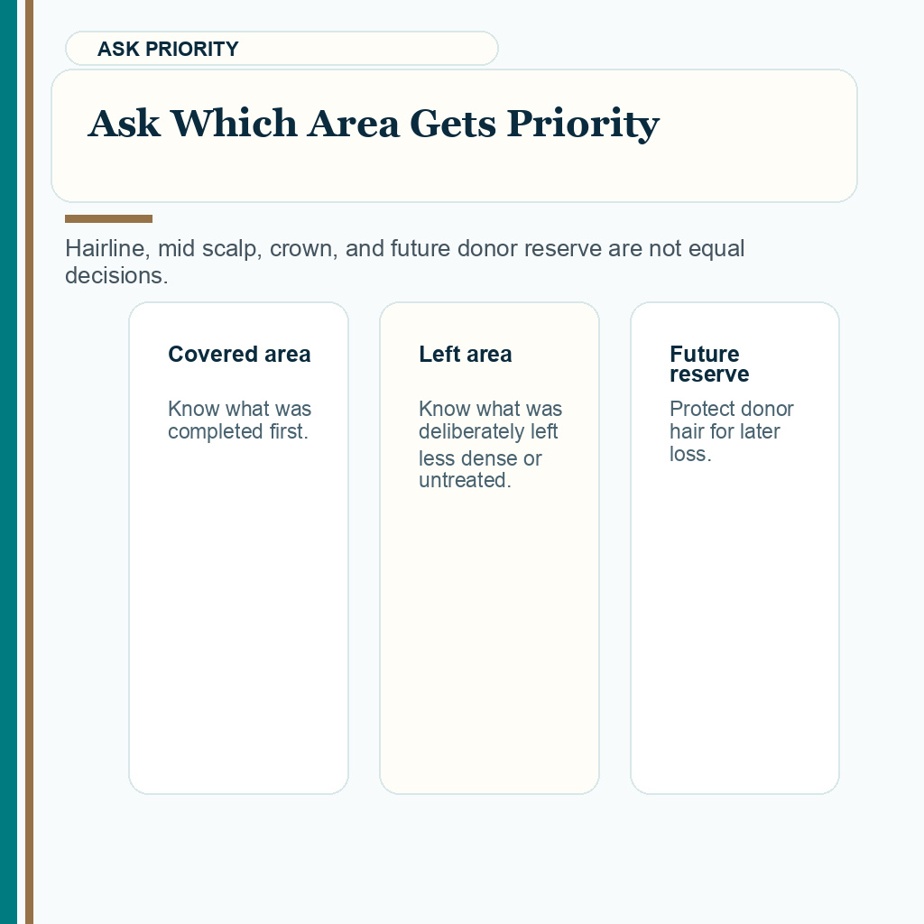 Carousel slide about prioritizing treated areas when graft count changes