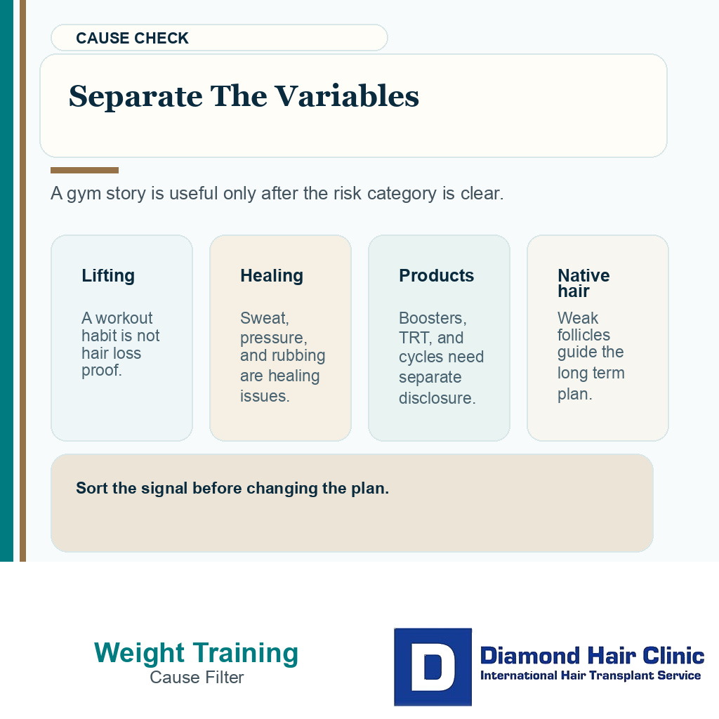 Weight training cause filter for hair transplant planning