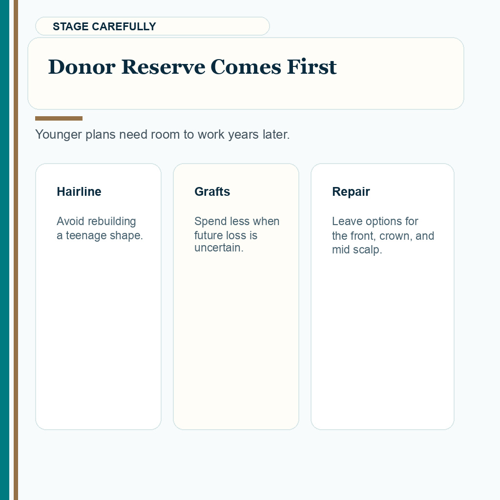 Carousel slide about donor reserve before staged young patient planning