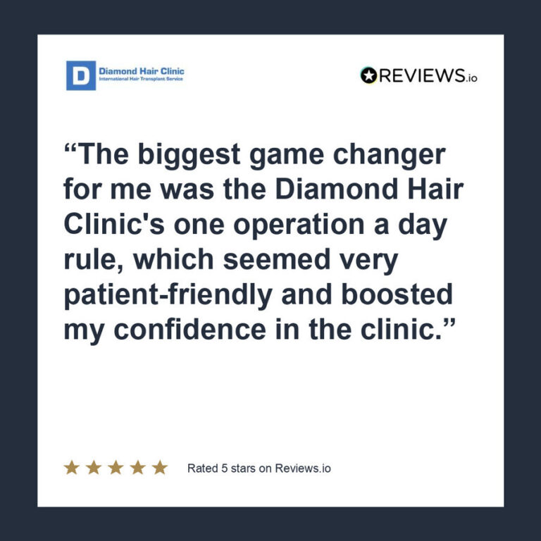 Patient review: The biggest game changer for me was the Diamond Hair Clinic's one operation a day rule, which seemed very patient-friendly and boosted my confidence in the clinic.
