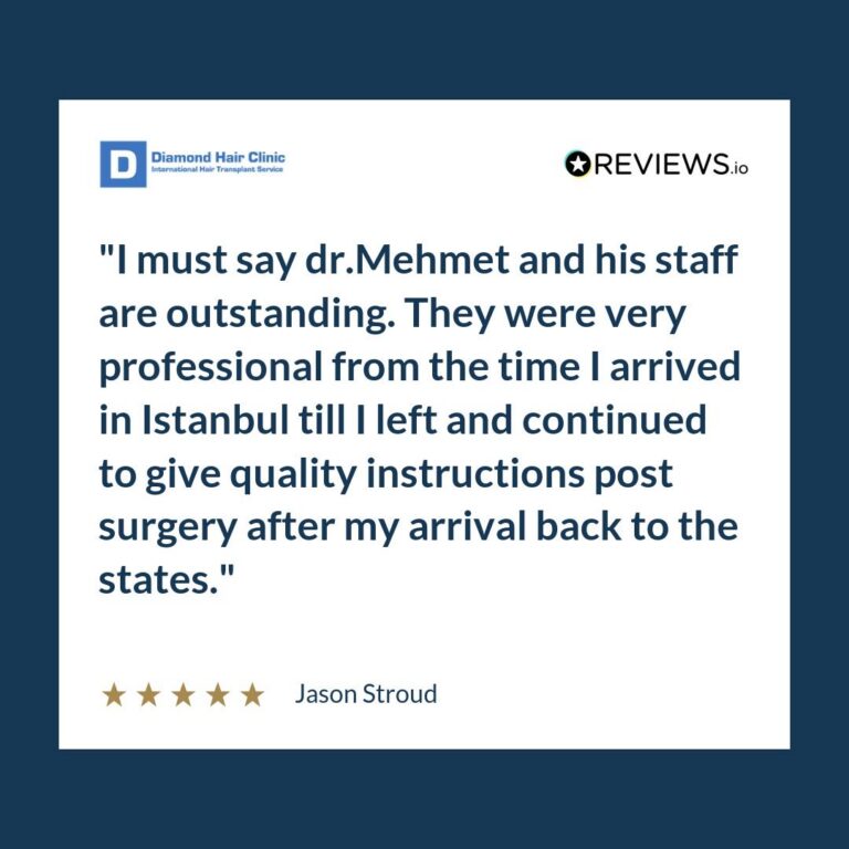 Patient review: I must say dr.Mehmet and his staff are outstanding. They were very professional from the time I arrived in Istanbul till I left and continued to give quality instructions post surgery after my arrival back to the states.