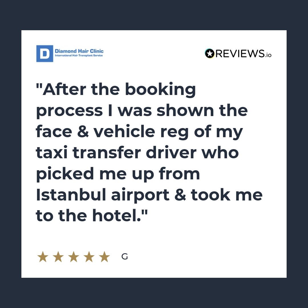 After the booking process I was shown the face & vehicle reg of my taxi transfer driver who picked me up from Istanbul airport & took me to the hotel.