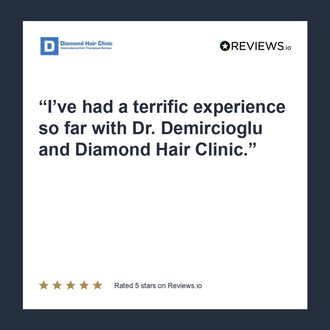 I’ve had a terrific experience so far with Dr. Demircioglu and Diamond Hair Clinic.