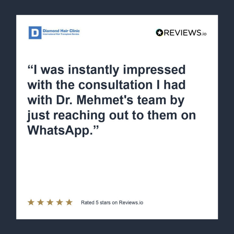 Patient review: I was instantly impressed with the consultation I had with Dr. Mehmet's team by just reaching out to them on WhatsApp.