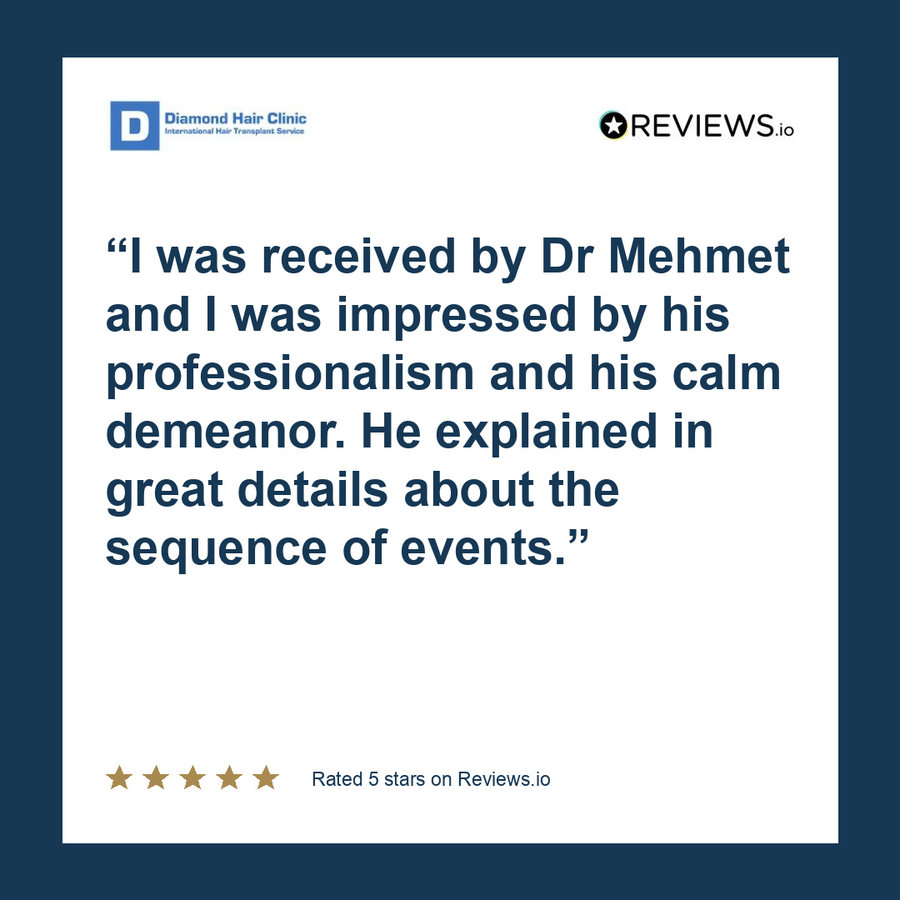 I was received by Dr Mehmet and I was impressed by his professionalism and his calm demeanor.
He explained in great details about the sequence of events.