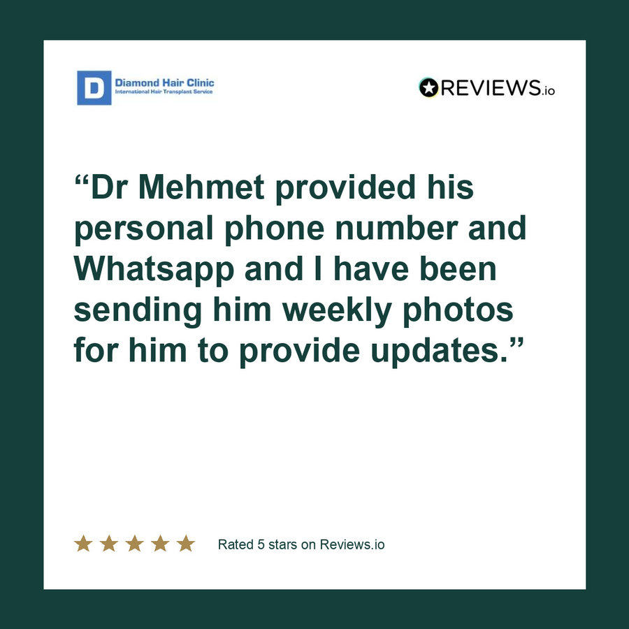Dr Mehmet provided his personal phone number and Whatsapp and I have been sending him weekly photos for him to provide updates.