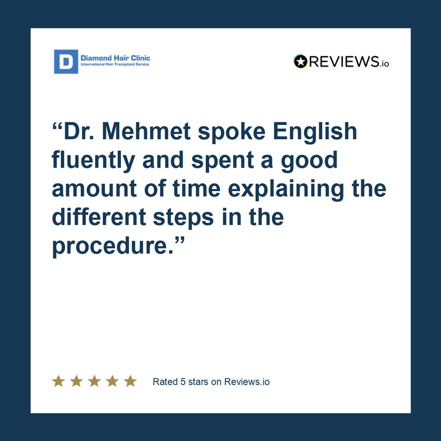 Dr. Mehmet spoke English fluently and spent a good amount of time explaining the different steps in the procedure.