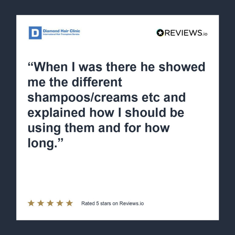 Patient review: When I was there he showed me the different shampoos/creams etc and explained how I should be using them and for how long.