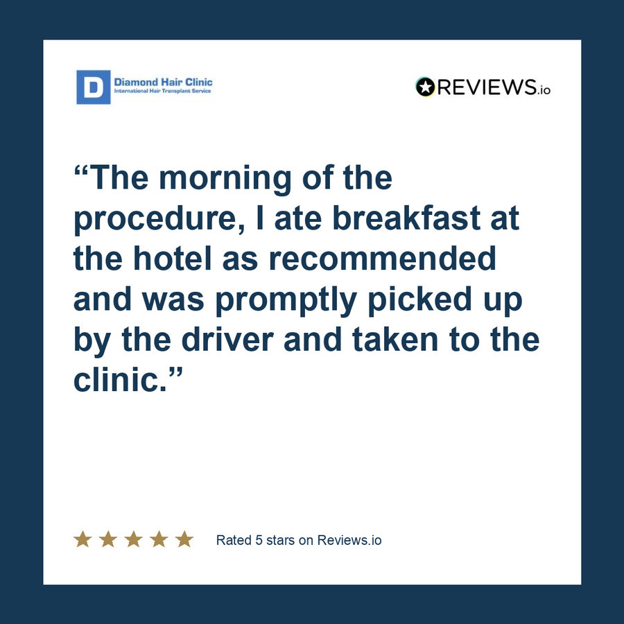 The morning of the procedure, I ate breakfast at the hotel as recommended and was promptly picked up by the driver and taken to the clinic.