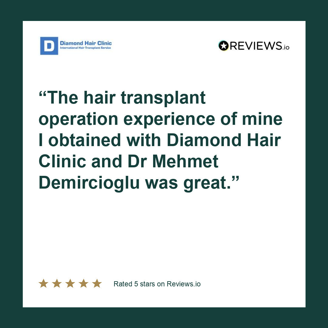 The hair transplant operation experience of mine I obtained with Diamond Hair Clinic and Dr Mehmet Demircioglu was great.