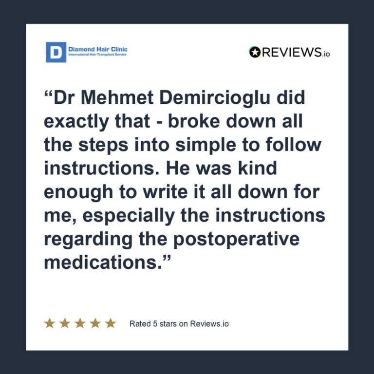 Patient review: Dr Mehmet Demircioglu did exactly that - broke down all the steps into simple to follow instructions. He was kind enough to write it all down for me, especially the instructions regarding the postoperative medications.