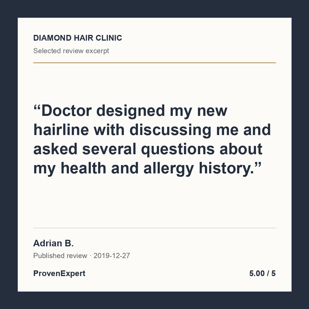 Doctor designed my new hairline with discussing me and asked several questions about my health and allergy history.