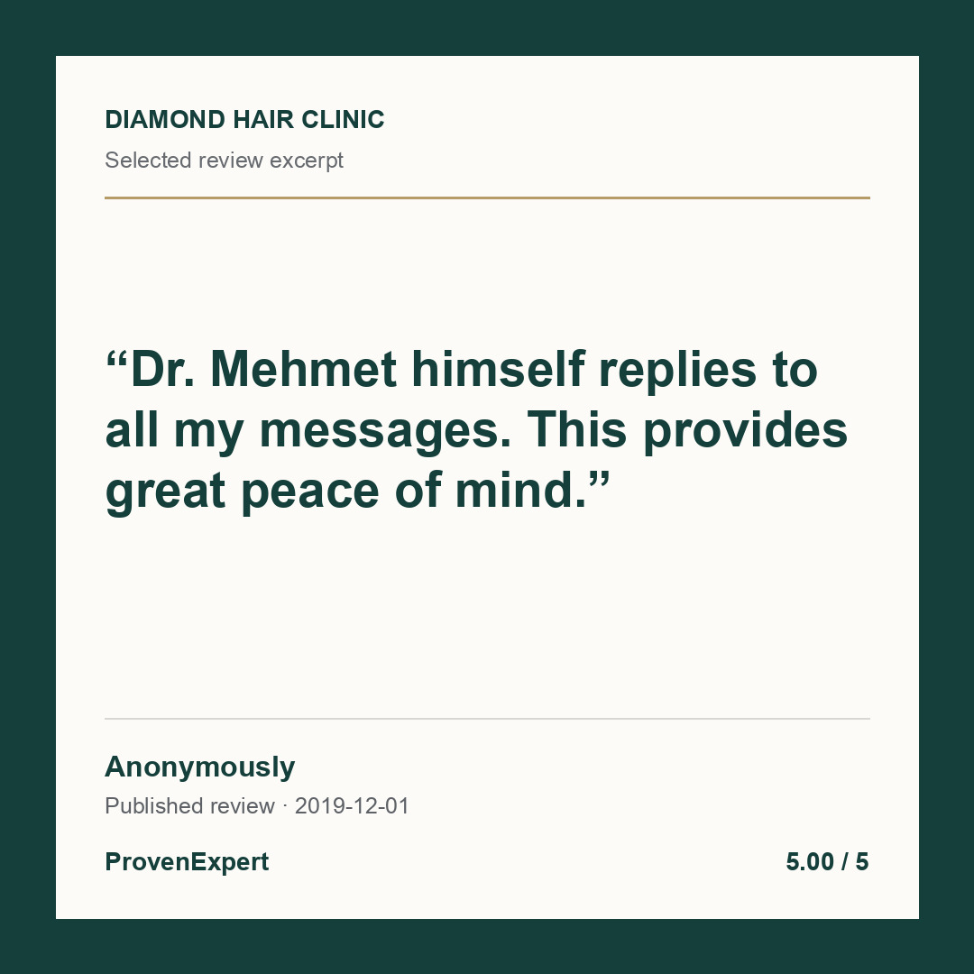 Dr. Mehmet himself replies to all my messages. This provides great peace of mind.