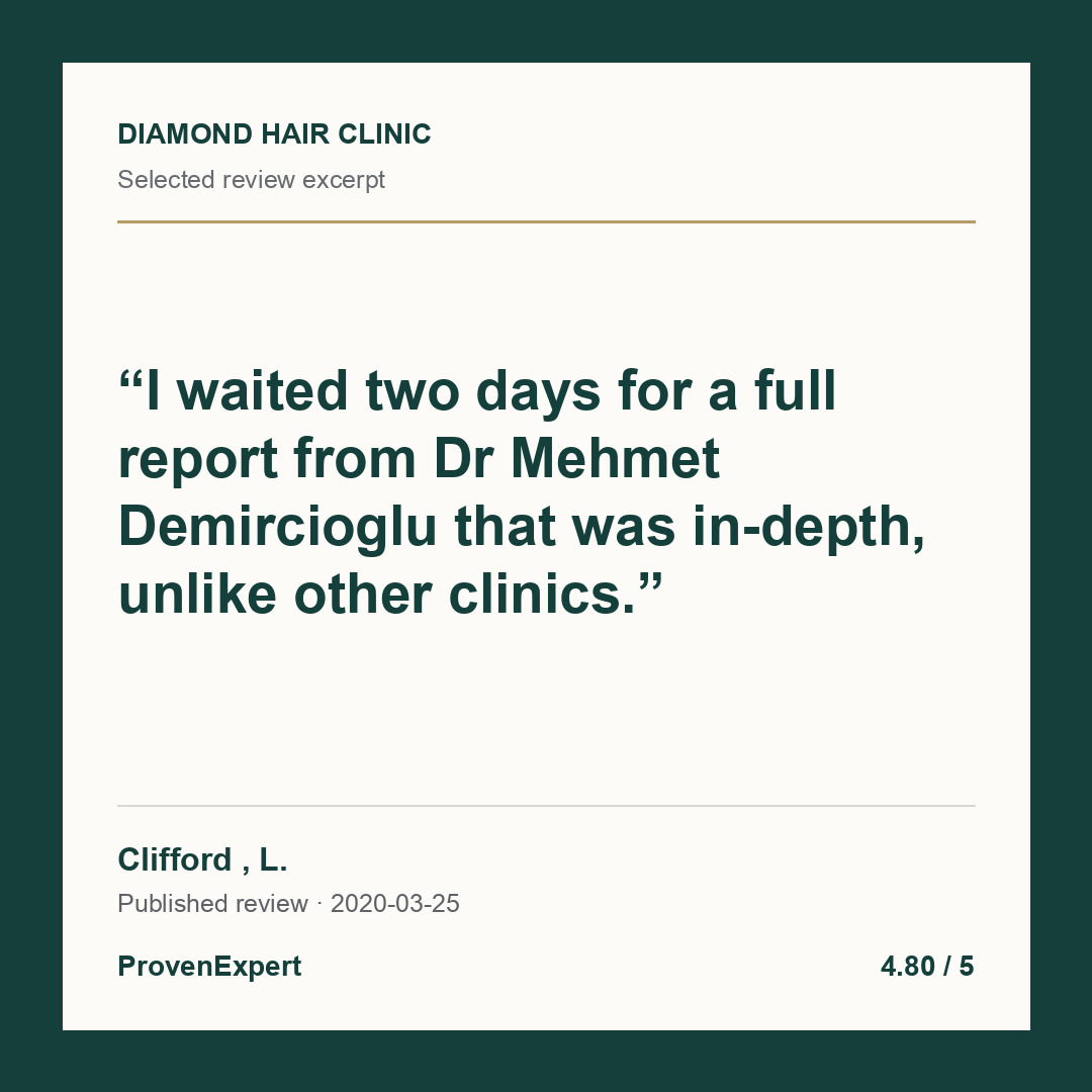 I waited two days for a full report from Dr Mehmet Demircioglu that was in-depth, unlike other clinics.