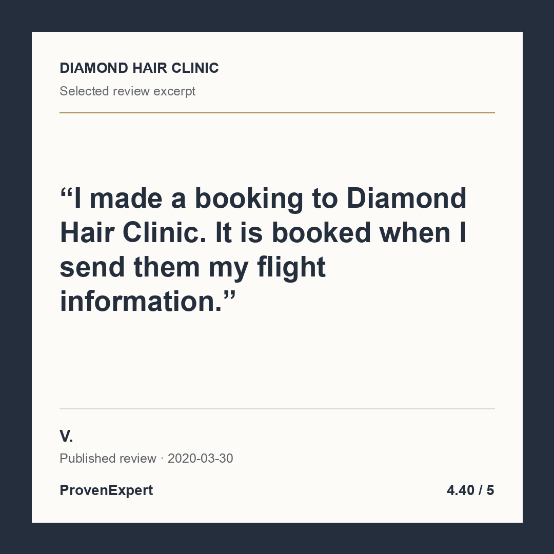 I made a booking to Diamond Hair Clinic. It is booked when I send them my flight information.