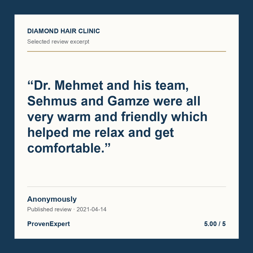 Dr. Mehmet and his team, Sehmus and Gamze were all very warm and friendly which helped me relax and get comfortable.