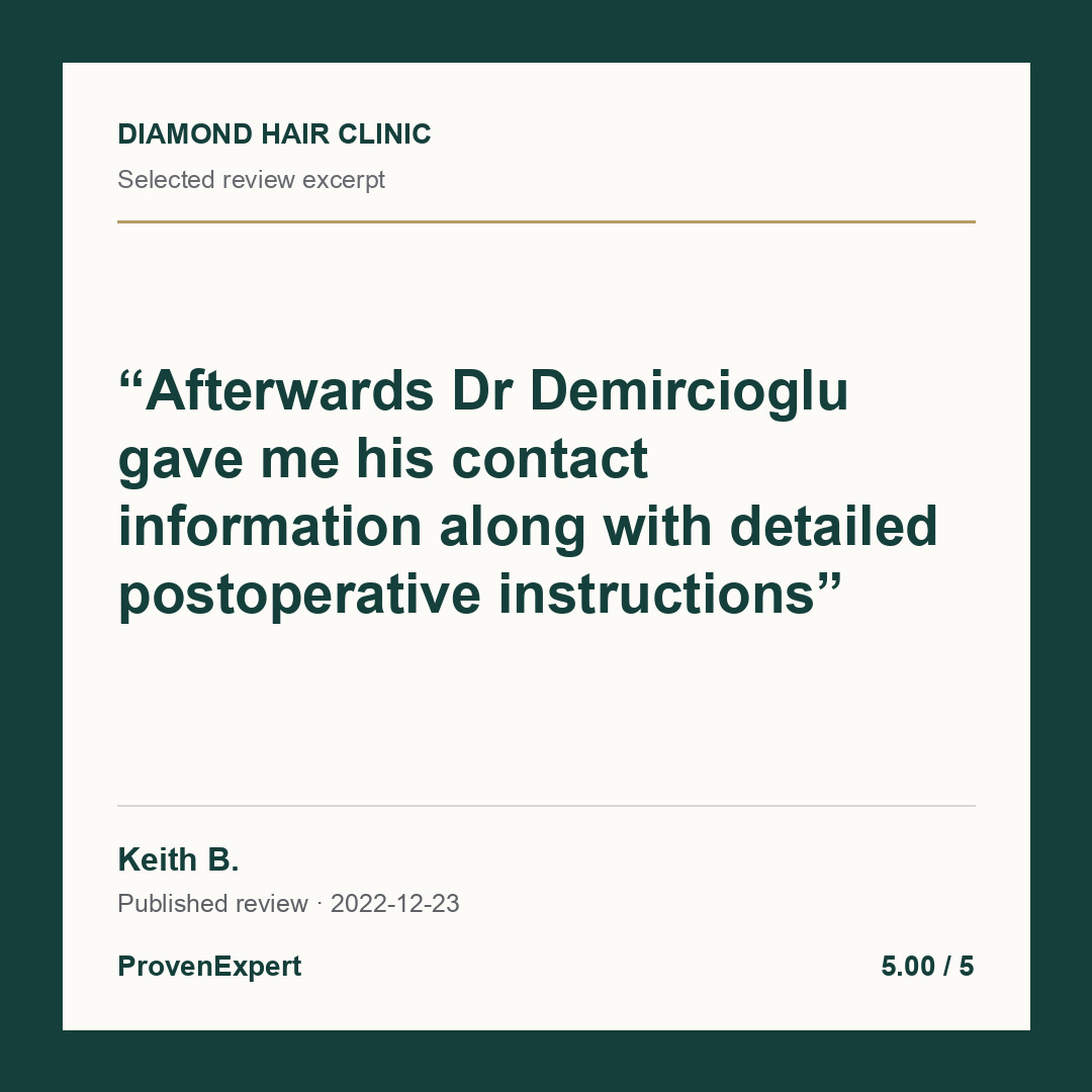 Afterwards Dr Demircioglu gave me his contact information along with detailed postoperative instructions