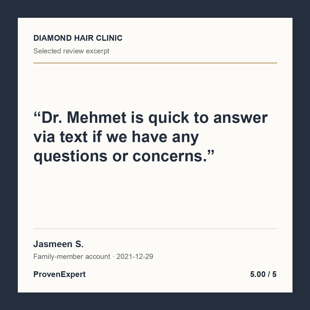 Dr. Mehmet is quick to answer via text if we have any questions or concerns.