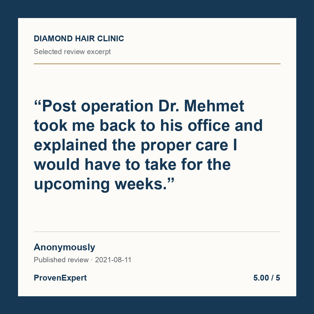 Post operation Dr. Mehmet took me back to his office and explained the proper care I would have to take for the upcoming weeks.