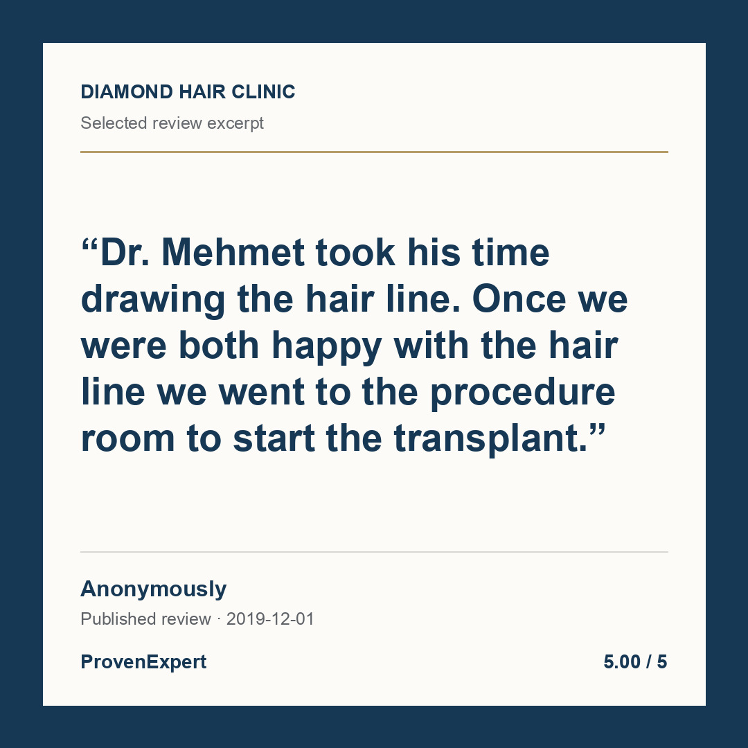 Dr. Mehmet took his time drawing the hair line. Once we were both happy with the hair line we went to the procedure room to start the transplant.