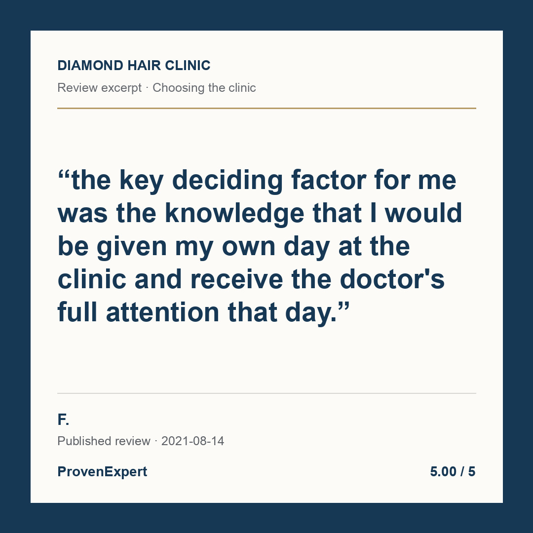 the key deciding factor for me was the knowledge that I would be given my own day at the clinic and receive the doctor's full attention that day.
