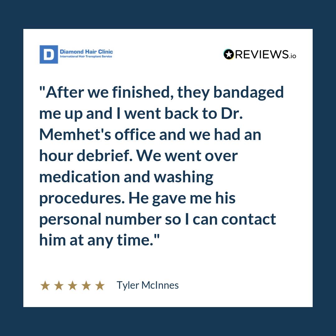 After we finished, they bandaged me up and I went back to Dr. Memhet's office and we had an hour debrief. We went over medication and washing procedures. He gave me his personal number so I can contact him at any time.