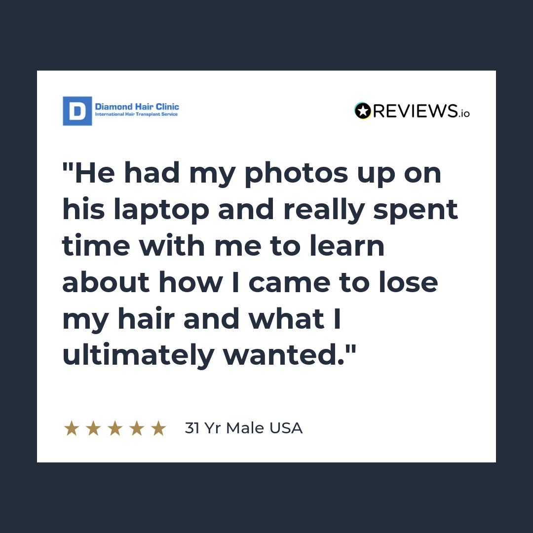 He had my photos up on his laptop and really spent time with me to learn about how I came to lose my hair and what I ultimately wanted.