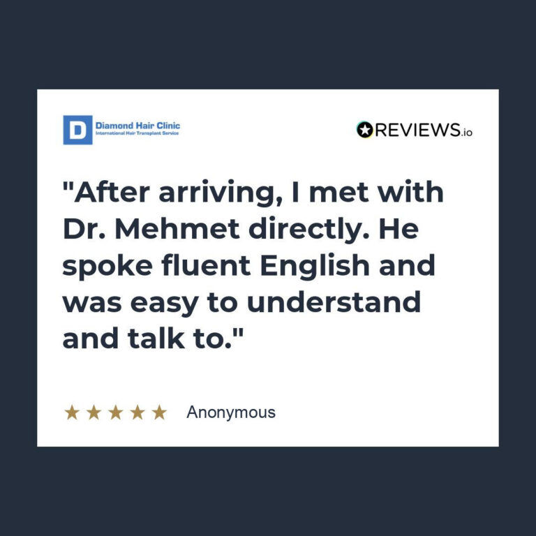 Patient review: After arriving, I met with Dr. Mehmet directly. He spoke fluent English and was easy to understand and talk to.