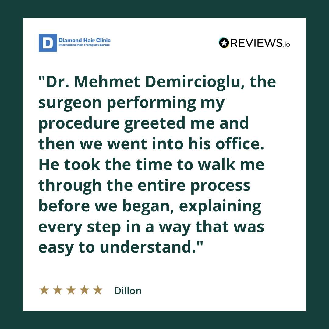Dr. Mehmet Demircioglu, the surgeon performing my procedure greeted me and then we went into his office. He took the time to walk me through the entire process before we began, explaining every step in a way that was easy to understand.