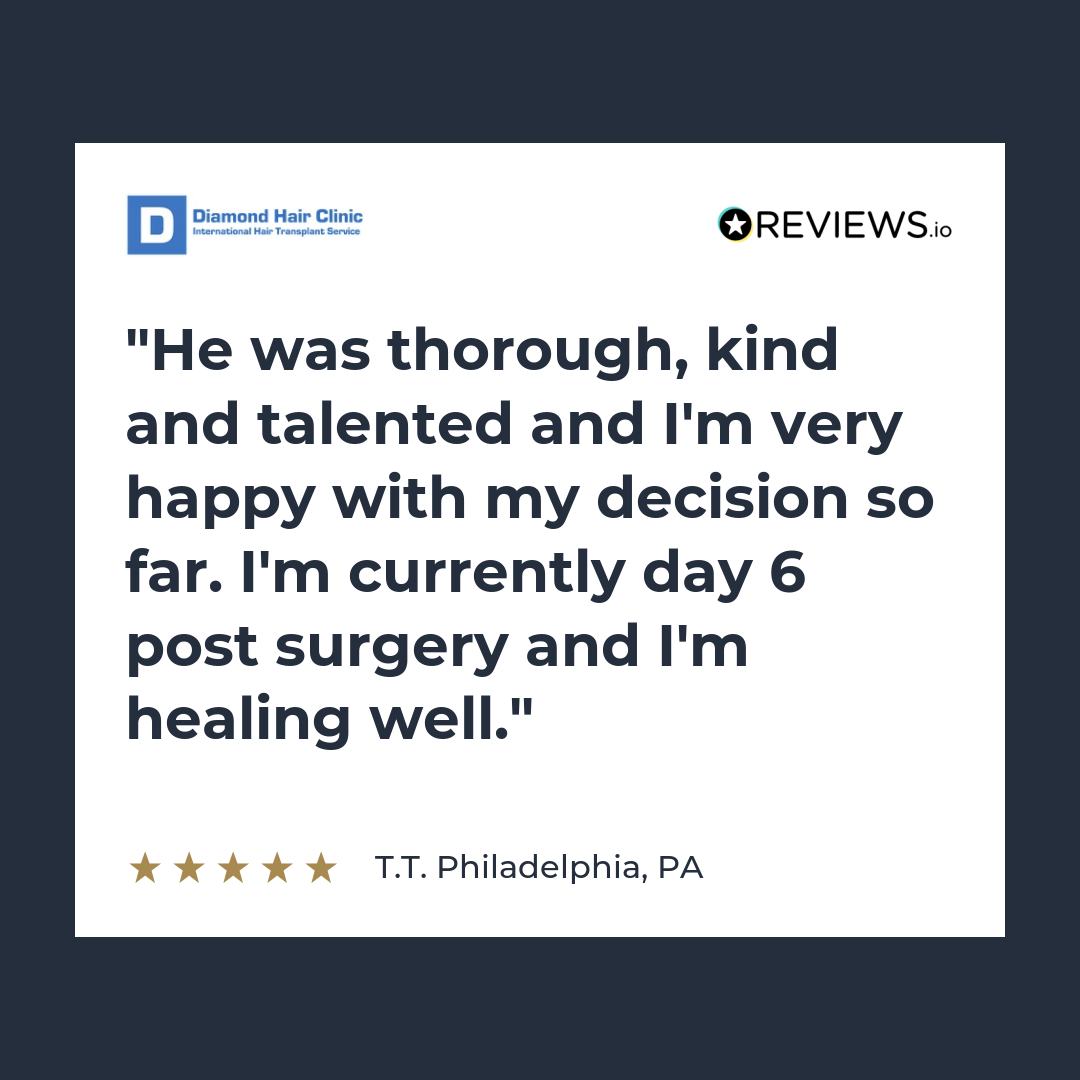 He was thorough, kind and talented and I’m very happy with my decision so far. I’m currently day 6 post surgery and I’m healing well.