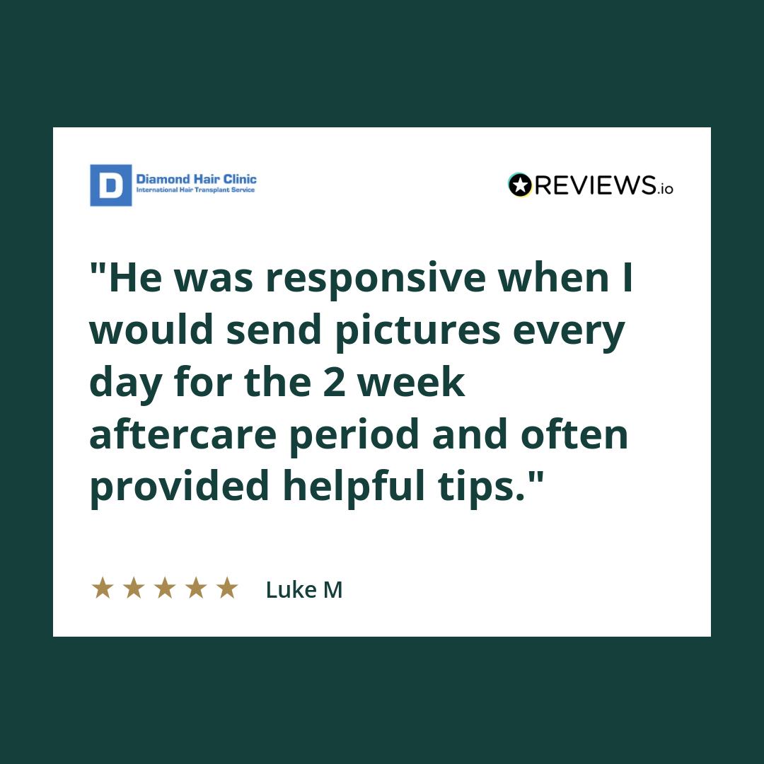 He was responsive when I would send pictures every day for the 2 week aftercare period and often provided helpful tips.